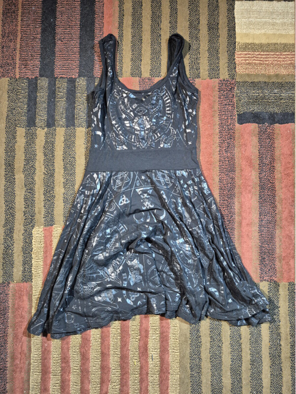Killstar Skater Dress Women's XS Black Silver Skeleton Moon